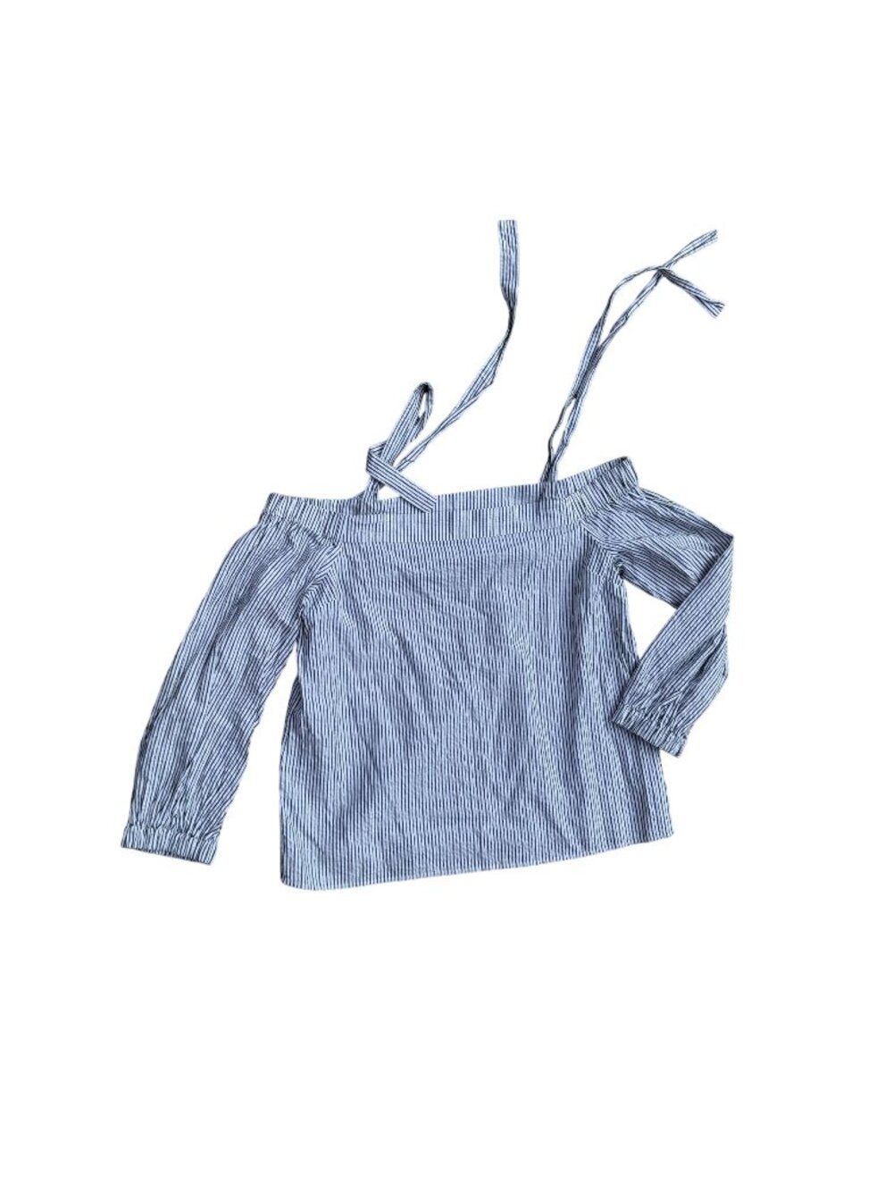 Michael Kors XL Womens Blue & White Striped Off Shoulder Top With Adjustable Str